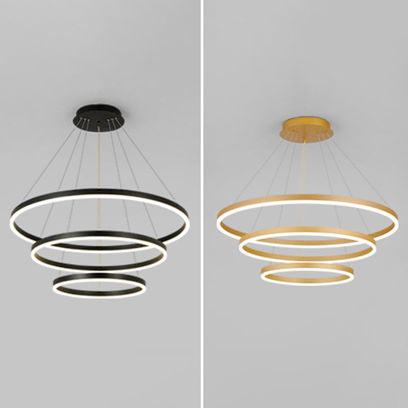 Nordic Layered Chandelier Metal Circle Chandelier Pendant for Living Room
