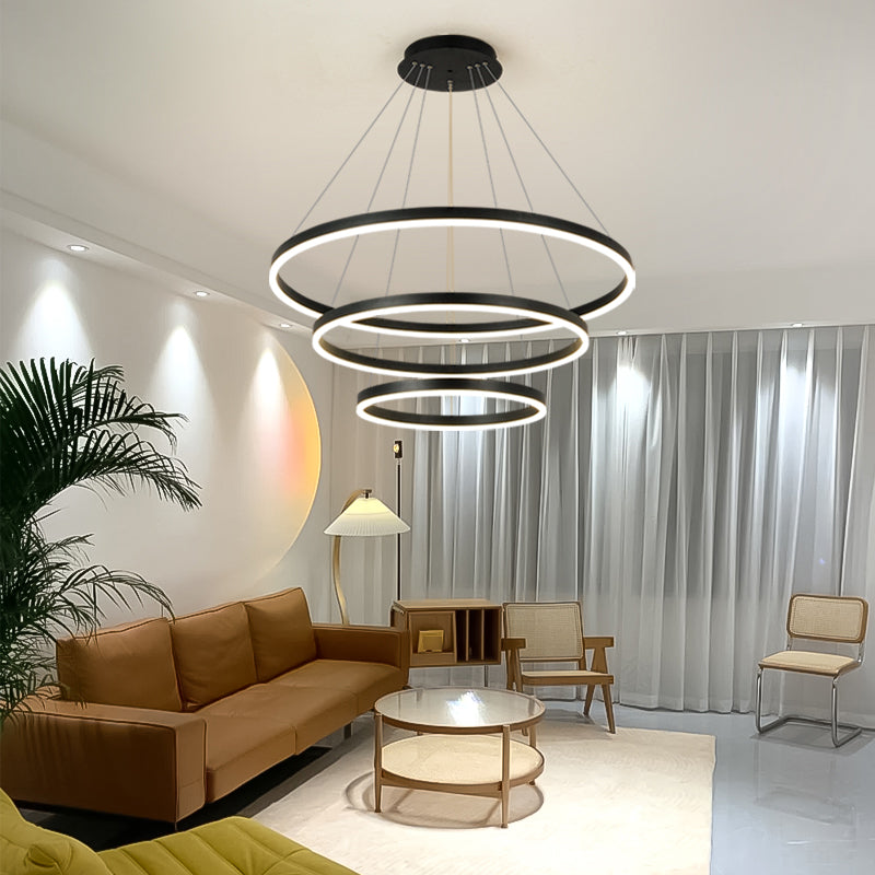 Nordic Layered Chandelier Metal Circle Chandelier Pendant for Living Room