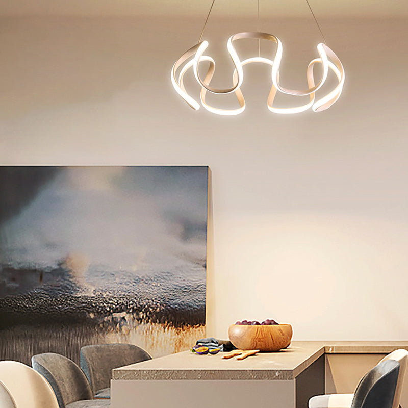 Contemporary Wave Chandelier Lights Metal 1 Light Chandelier Pendant Light