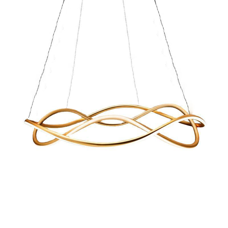 2 Lights Wave Pendant Chandelier Modern Style Metal Hanging Lamps
