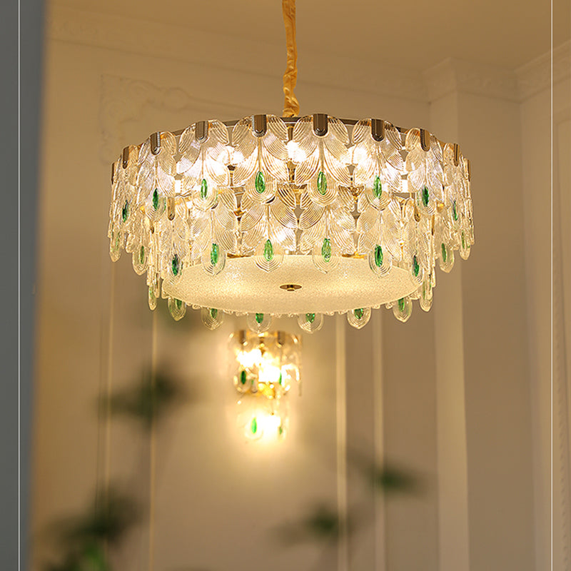 Contemporary Style Geometry Pendant Chandeliers Glass Hanging Chandeliers in Gold