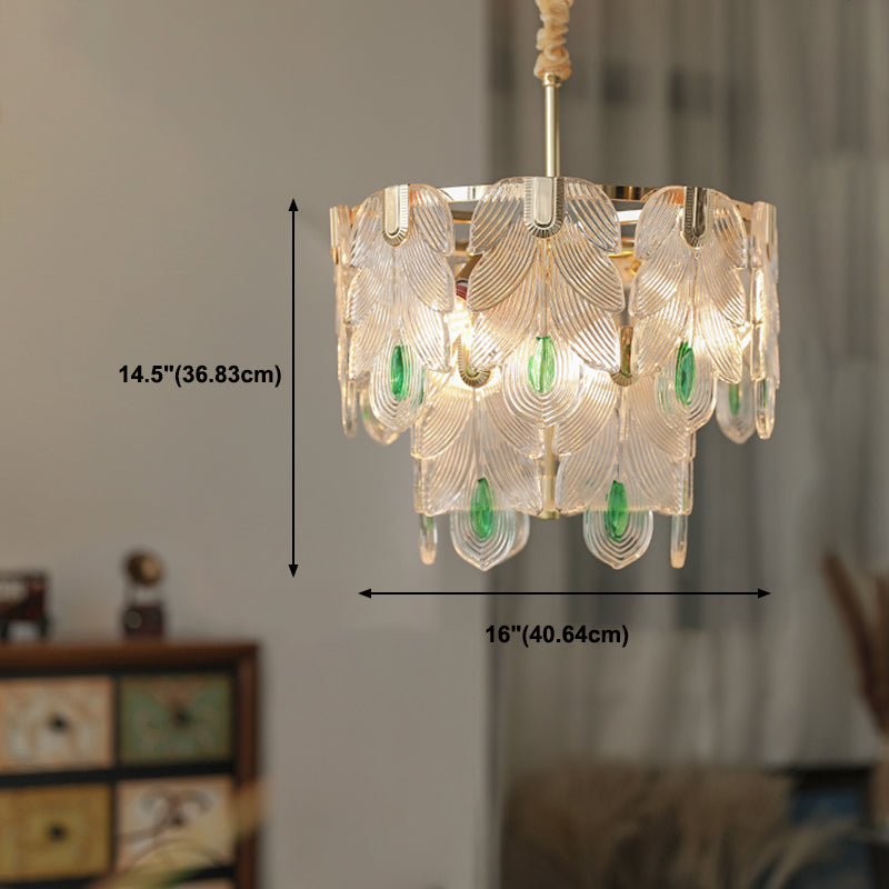Contemporary Style Geometry Pendant Chandeliers Glass Hanging Chandeliers in Gold