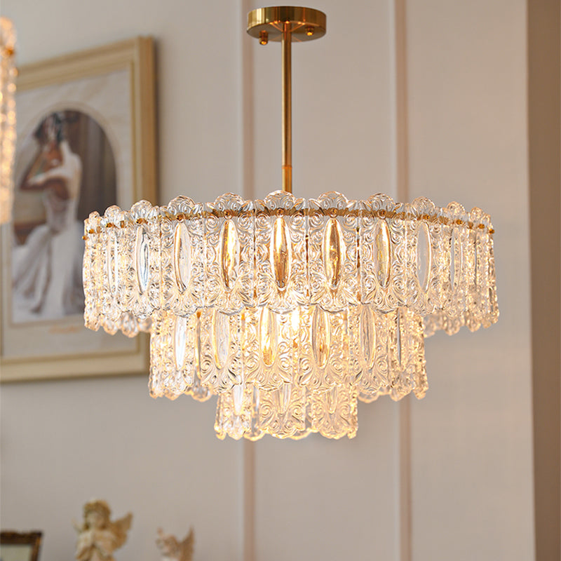 Contemporary Style Geometry Pendant Chandeliers Glass Chandelier Lighting Fixtures in Gold