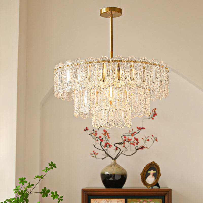 Contemporary Style Geometry Pendant Chandeliers Glass Chandelier Lighting Fixtures in Gold