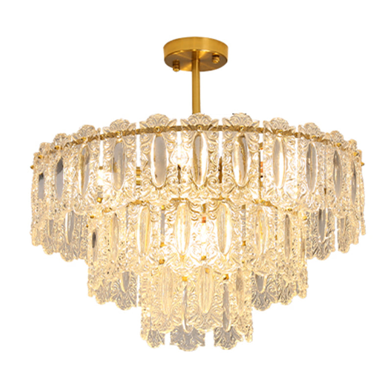 Contemporary Style Geometry Pendant Chandeliers Glass Chandelier Lighting Fixtures in Gold