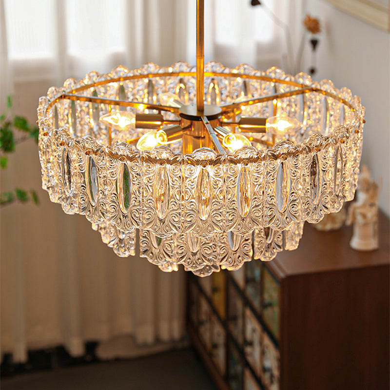 Contemporary Style Geometry Pendant Chandeliers Glass Chandelier Lighting Fixtures in Gold