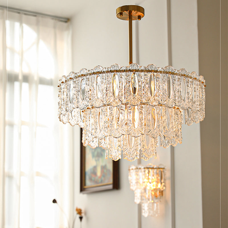 Contemporary Style Geometry Pendant Chandeliers Glass Chandelier Lighting Fixtures in Gold