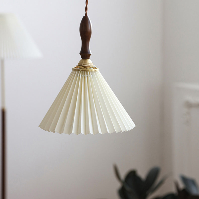 Conical Hanging Pendant Light Minimalist Wood Dining Room Hanging Light Fixture