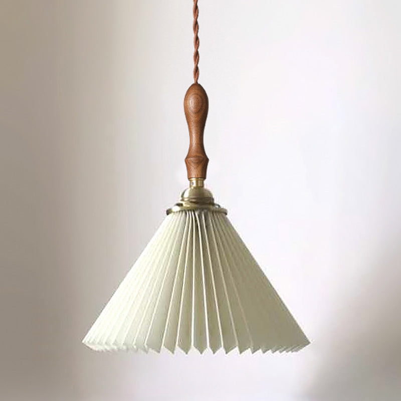 Conical Hanging Pendant Light Minimalist Wood Dining Room Hanging Light Fixture
