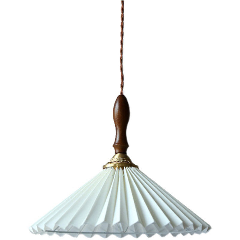 Conical Hanging Pendant Light Minimalist Wood Dining Room Hanging Light Fixture