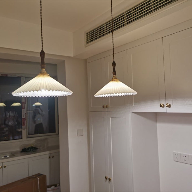 Conical Hanging Pendant Light Minimalist Wood Dining Room Hanging Light Fixture