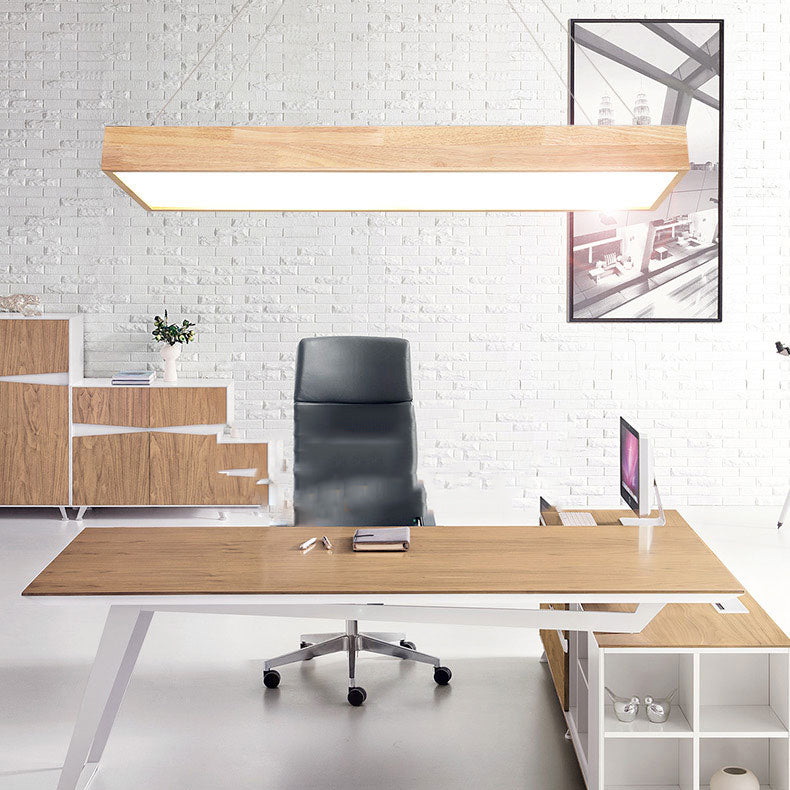 Wooden Hanging Lamp Simplicity Pendent Lighting Fixture for Meeting Room