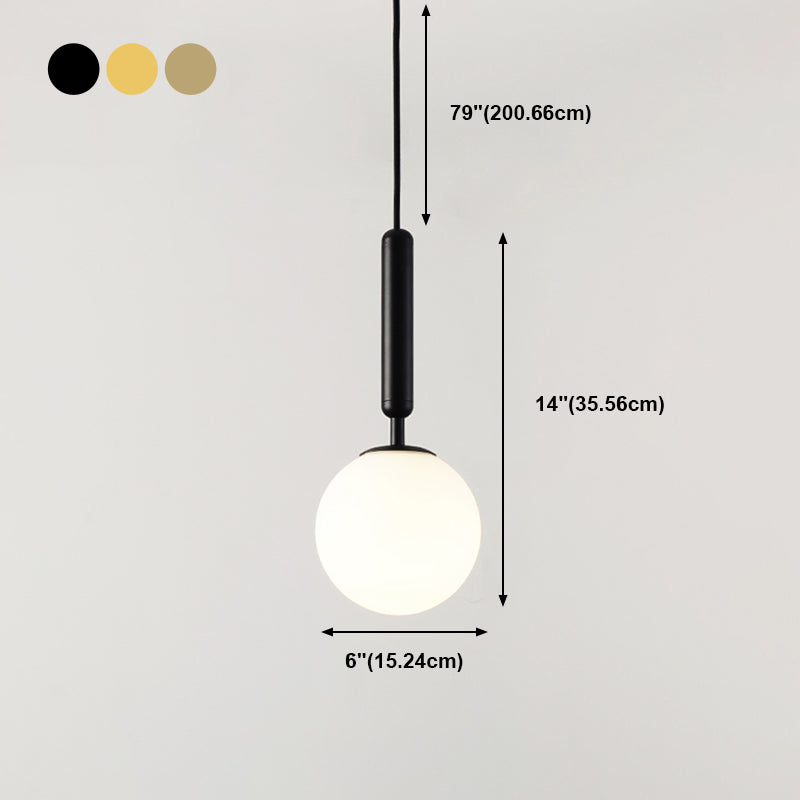 1 Light Spherical Hanging Pendant Modern Style Glass Hanging Lighting for Bedroom