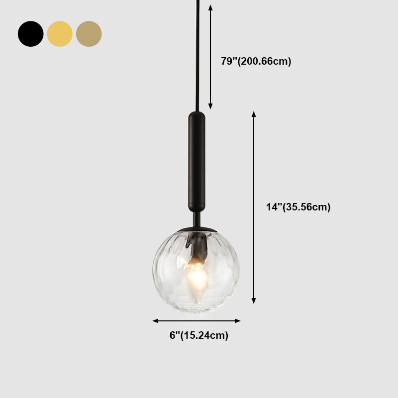 1 Light Spherical Hanging Pendant Modern Style Glass Hanging Lighting for Bedroom