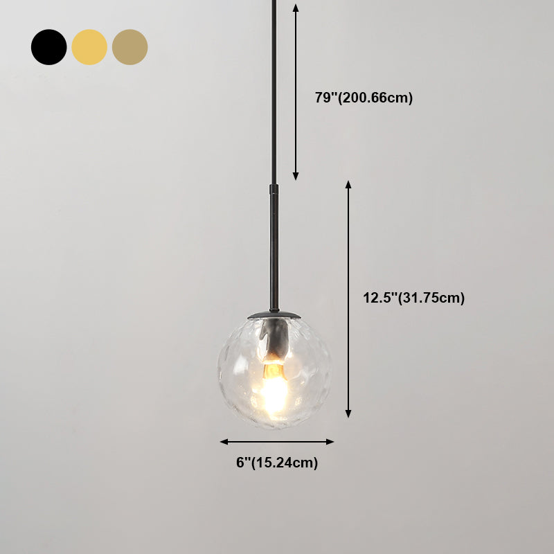 1 Light Spherical Hanging Pendant Modern Style Glass Hanging Lighting for Bedroom