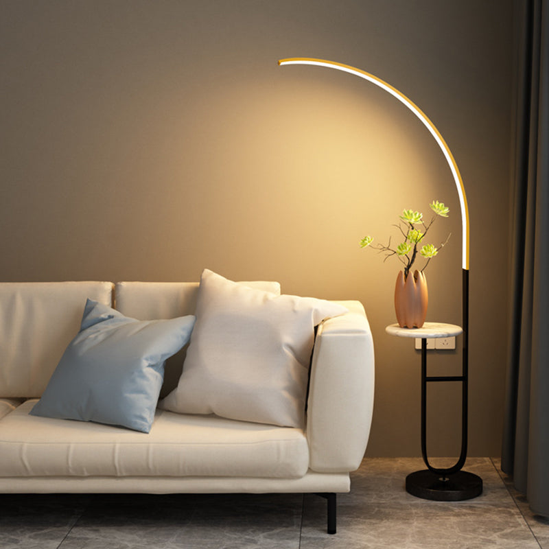 Luce di pavimento in metallo a forma lineare Stile moderno Luce a pavimento singolo montato