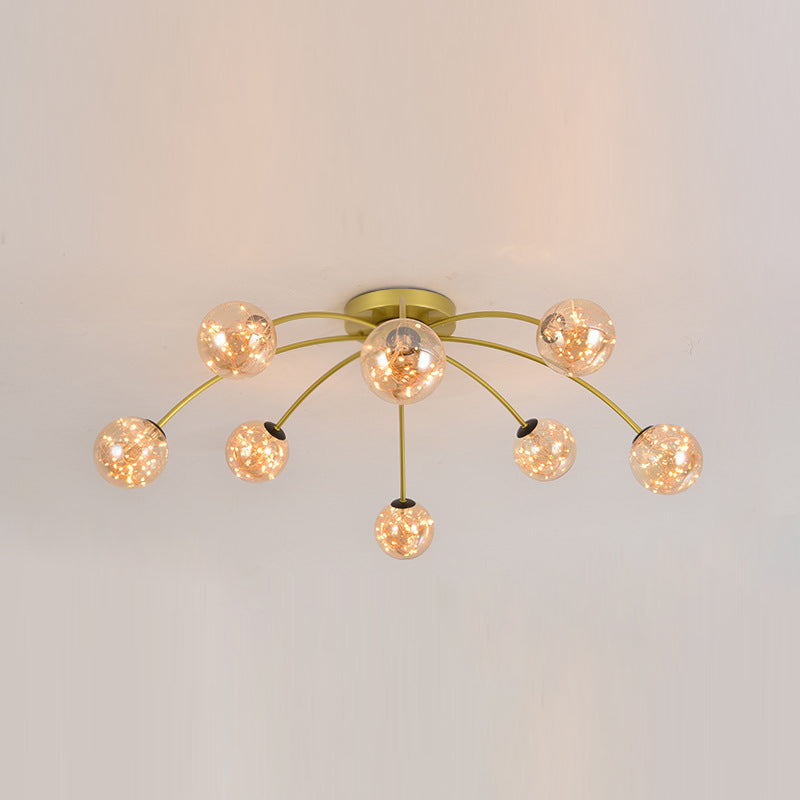 Lámpara de techo redondo de vidrio lámpara de montaje semi rasciquete led simple