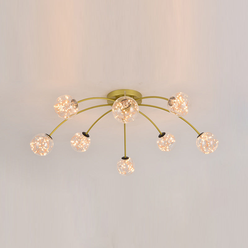 Glass Round Ceiling Light Fixture Simple LED Semi Flush Mount Light