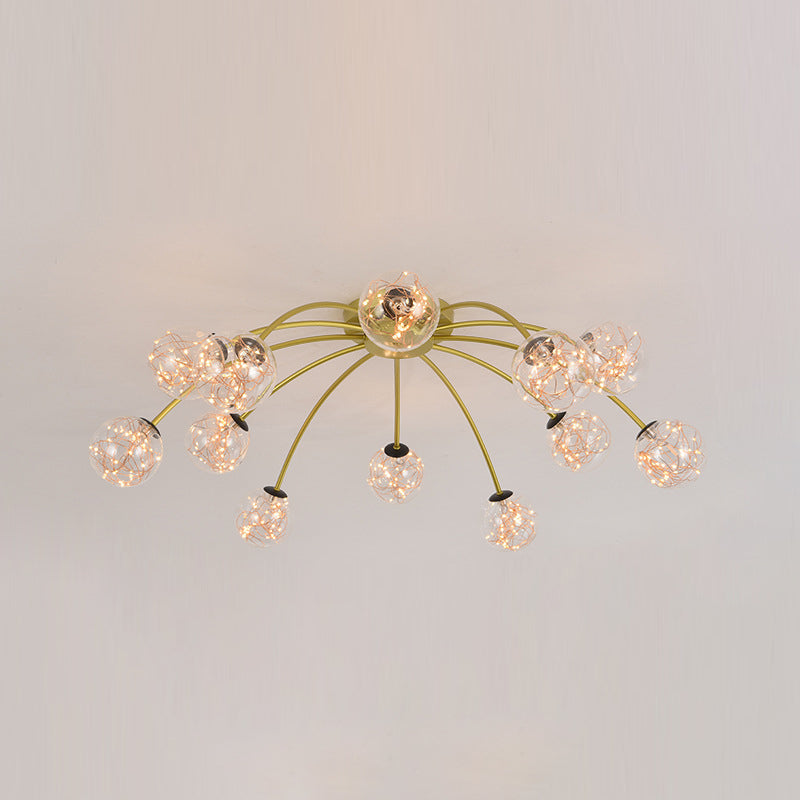 Lámpara de techo redondo de vidrio lámpara de montaje semi rasciquete led simple