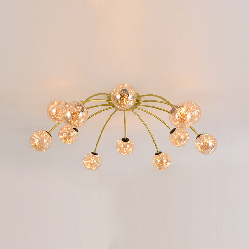 Lámpara de techo redondo de vidrio lámpara de montaje semi rasciquete led simple