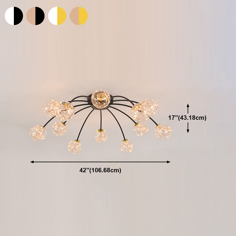 Lámpara de techo redondo de vidrio lámpara de montaje semi rasciquete led simple