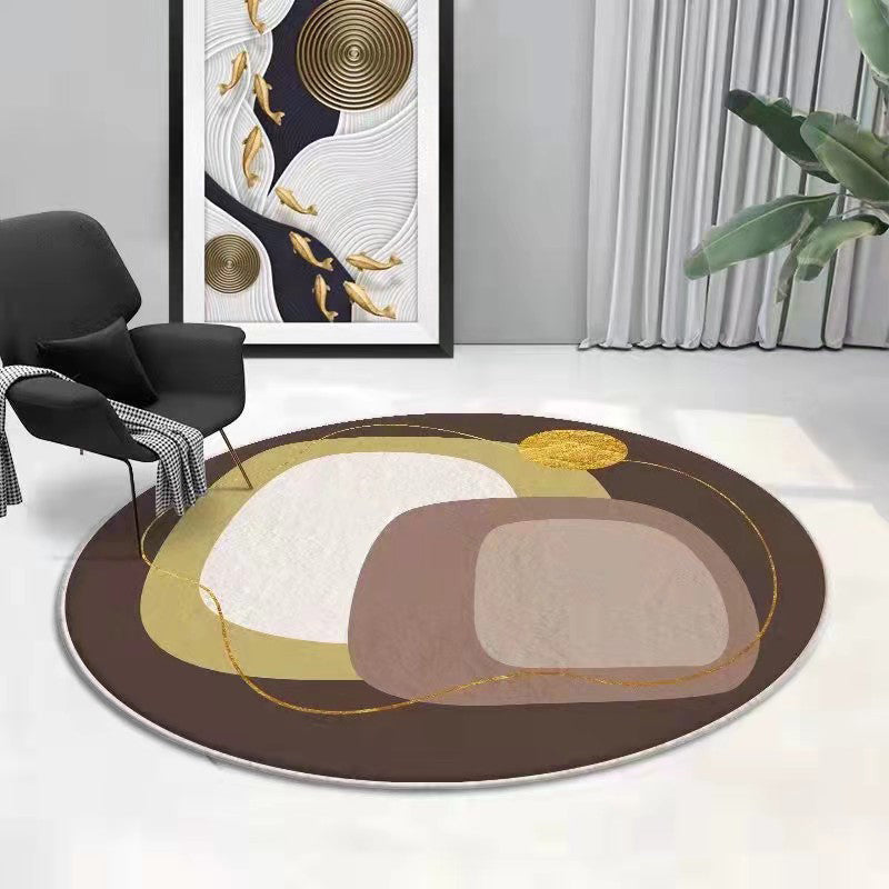 Brown Modern Rug Polyester Color Piece Rug Washable Indoor Rug for Living Room