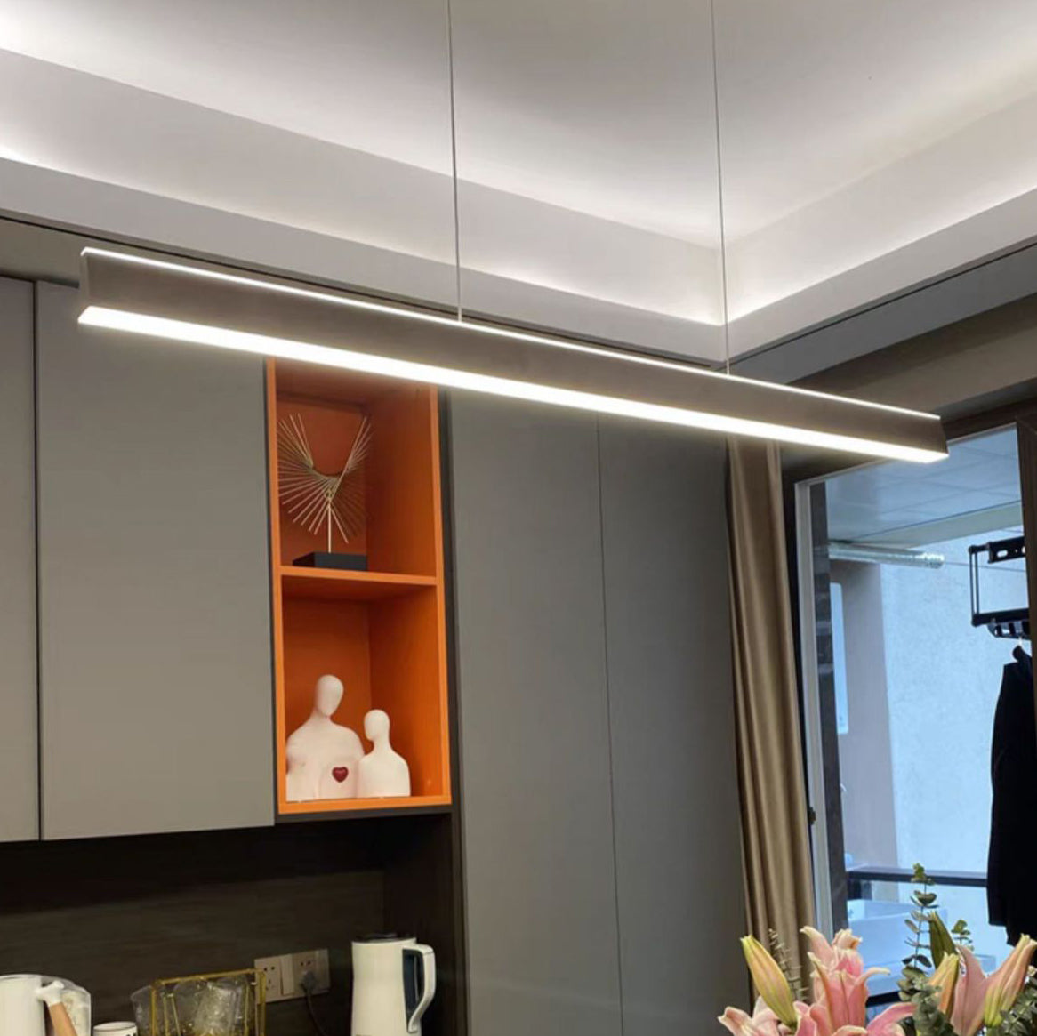 Modern Metal Island Light Strip 2 luces LED Island Colgante para comedor