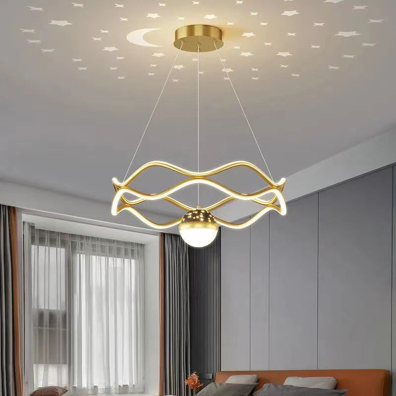 Nordic Linear Chandelier Metal 3 Lights Chandelier Pendant for Living Room