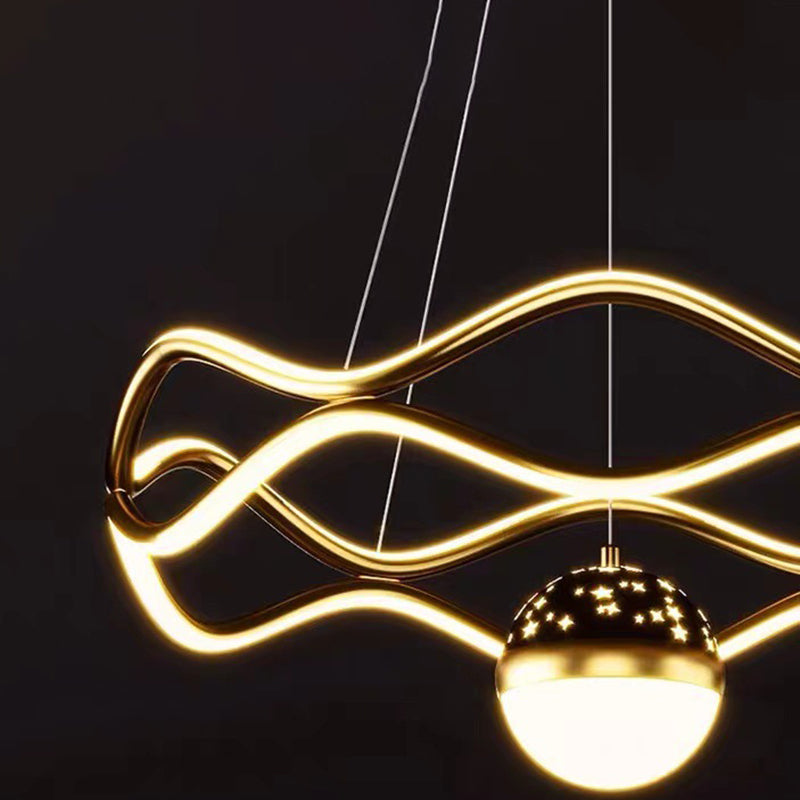 Nordic Linear Chandelier Metal 3 Lights Chandelier Pendant for Living Room