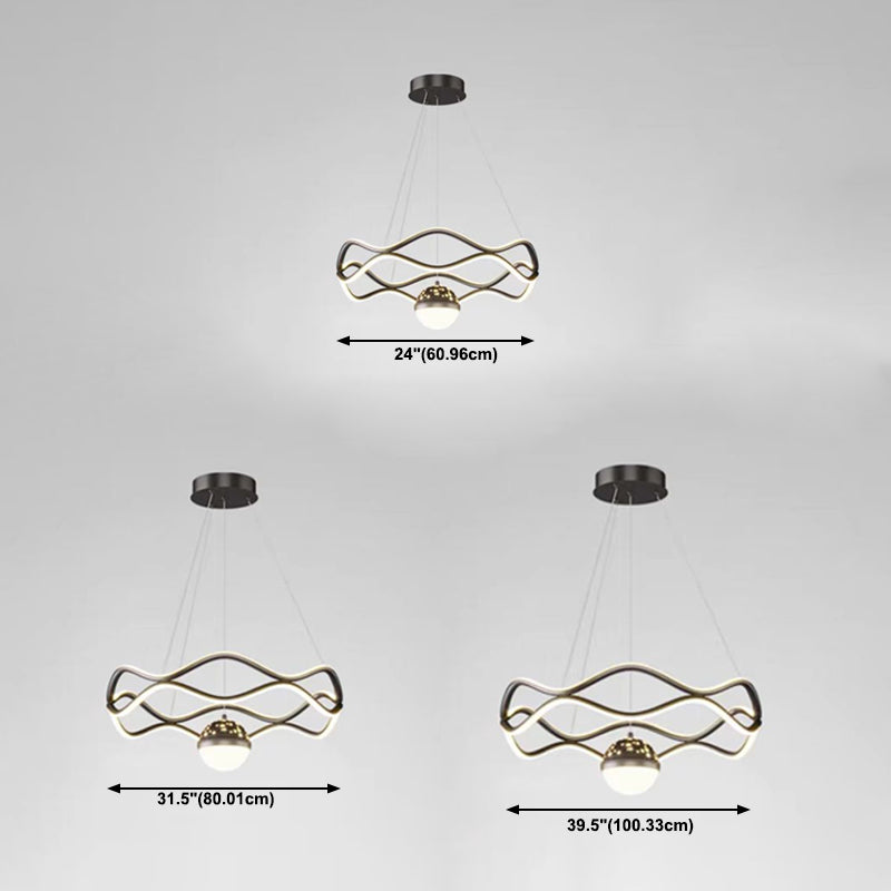 Nordic Linear Chandelier Metal 3 Lights Chandelier Pendant for Living Room