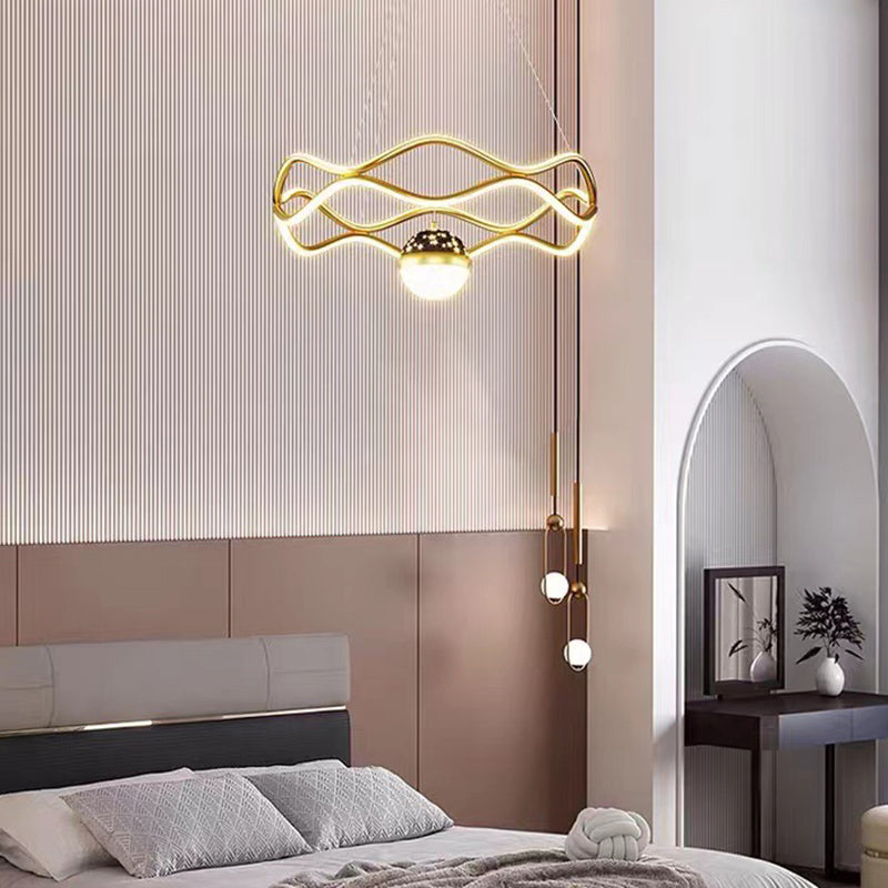 Nordic Linear Chandelier Metal 3 Lights Chandelier Pendant for Living Room
