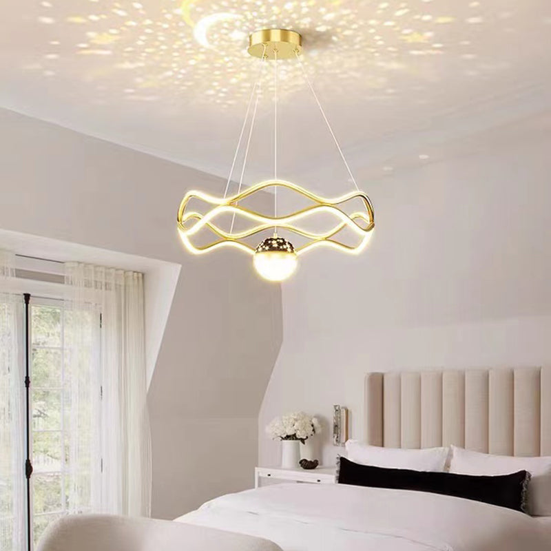 Nordic Linear Chandelier Metal 3 Lights Chandelier Pendant for Living Room