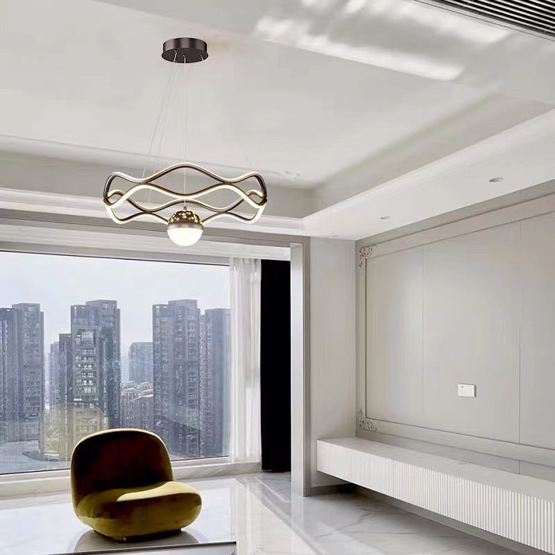 Nordic Linear Chandelier Metal 3 Lights Chandelier Pendant for Living Room