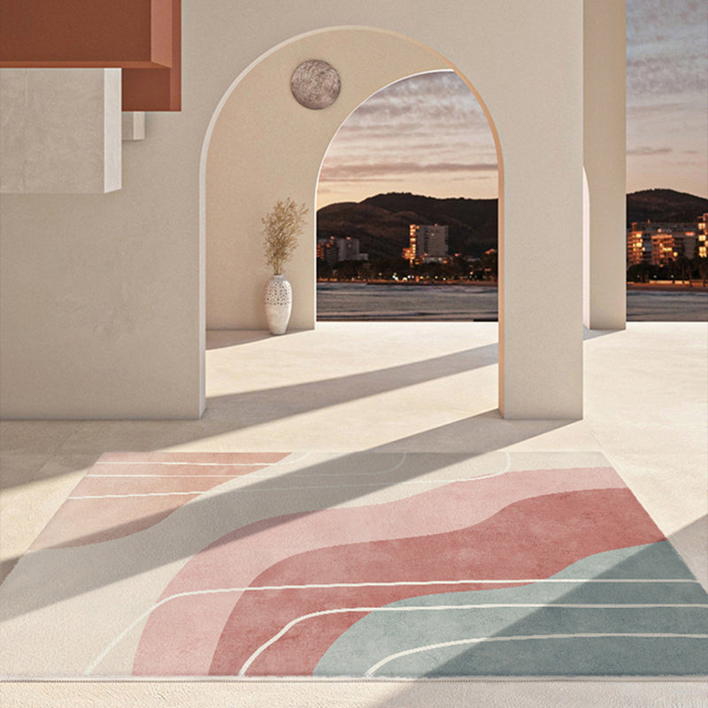 Pink Nordic Teppich Polyester Farbe Stück Teppich Flecken widerstandsfähiger Teppich für Wohnzimmer