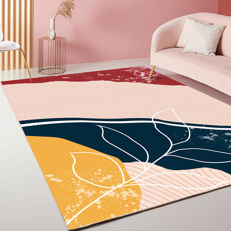 Tapis de couleur rose en Polyester, style nordique, résistant aux taches, pour la décoration de la maison