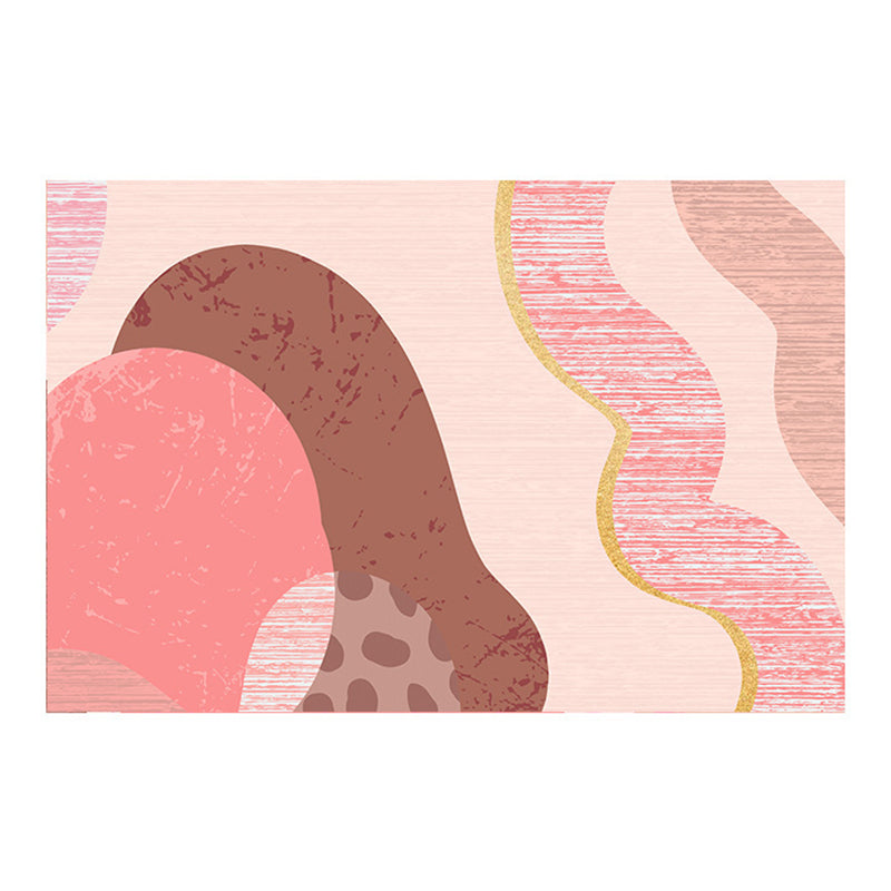 Tapis de couleur rose en Polyester, style nordique, résistant aux taches, pour la décoration de la maison