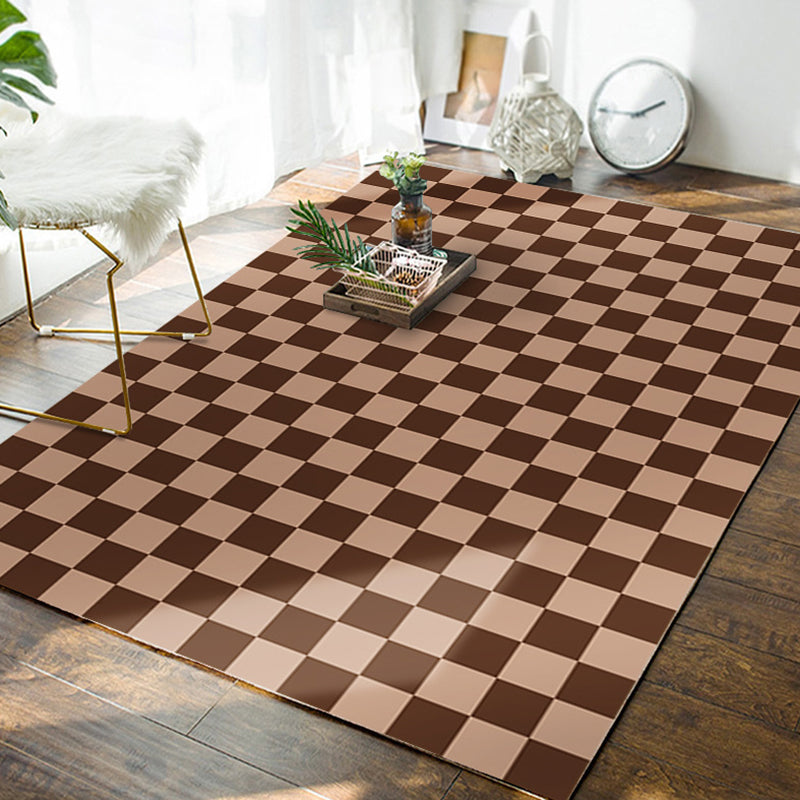 Green Check Pattern Rug Polyester Modern Rug Stain Resistant Rug for Home Decor