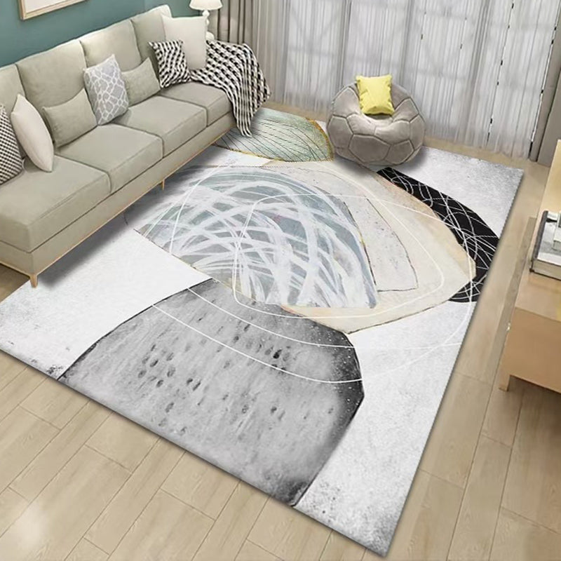 Apricot Abstract Pattern Carpet Polyester Casual Carpet Washable Carpet for Living Room