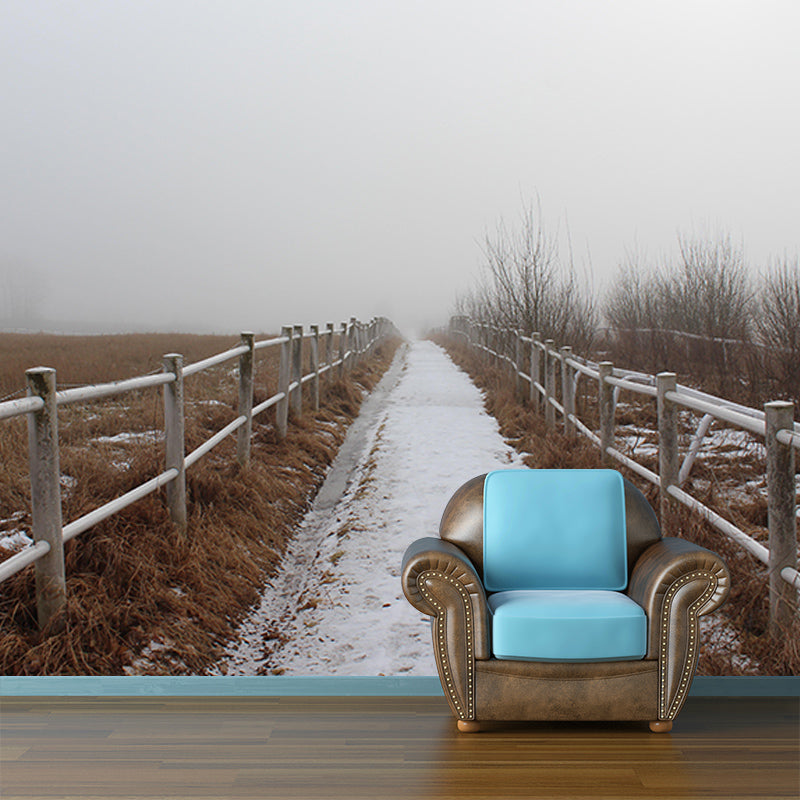 Washable Photography Mural Wallpaper Wooden Bridge Indoor Wall Mural