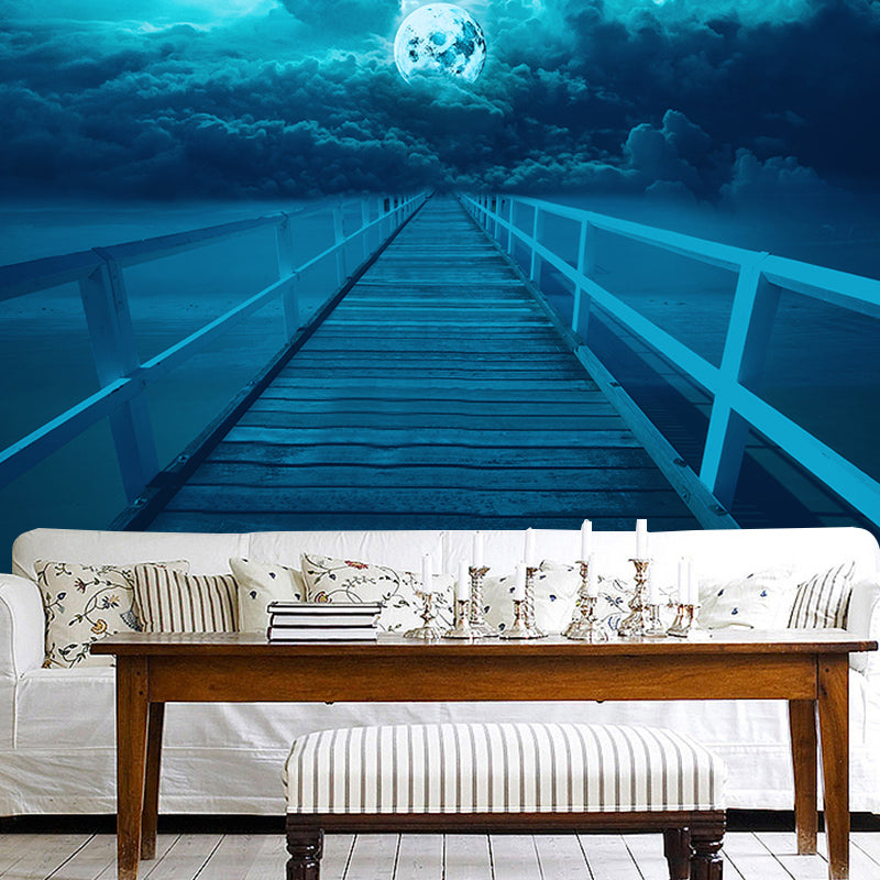 Wooden Bridge Washable Stain Resistant Wall Mural Wallpaper Sitting Room Wall Mural