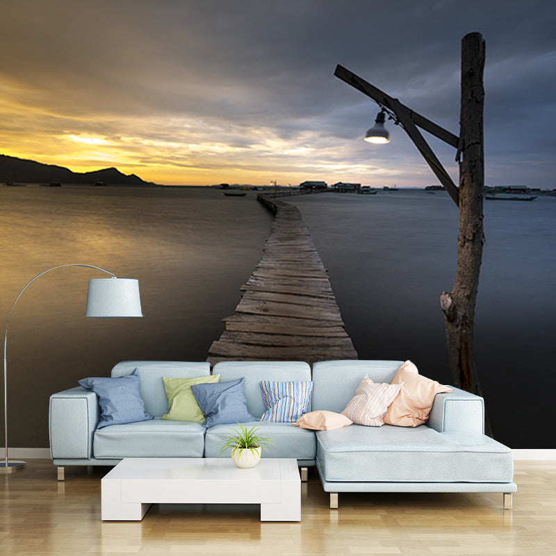 Wooden Bridge Washable Stain Resistant Wall Mural Wallpaper Sitting Room Wall Mural