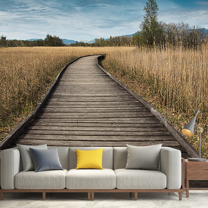 Wooden Bridge Washable Stain Resistant Wall Mural Wallpaper Sitting Room Wall Mural