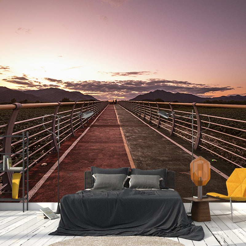 Wooden Bridge Washable Stain Resistant Wall Mural Wallpaper Sitting Room Wall Mural