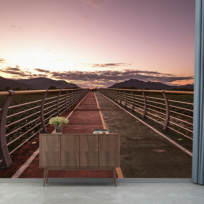 Wooden Bridge Washable Stain Resistant Wall Mural Wallpaper Sitting Room Wall Mural