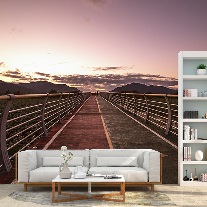 Wooden Bridge Washable Stain Resistant Wall Mural Wallpaper Sitting Room Wall Mural