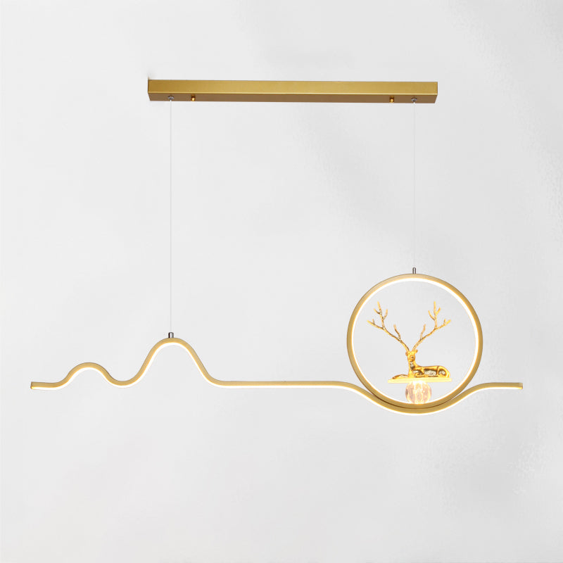 Lineare Form Island Lichter moderner Metall 2-Licht-Anhänger Beleuchtungskörper