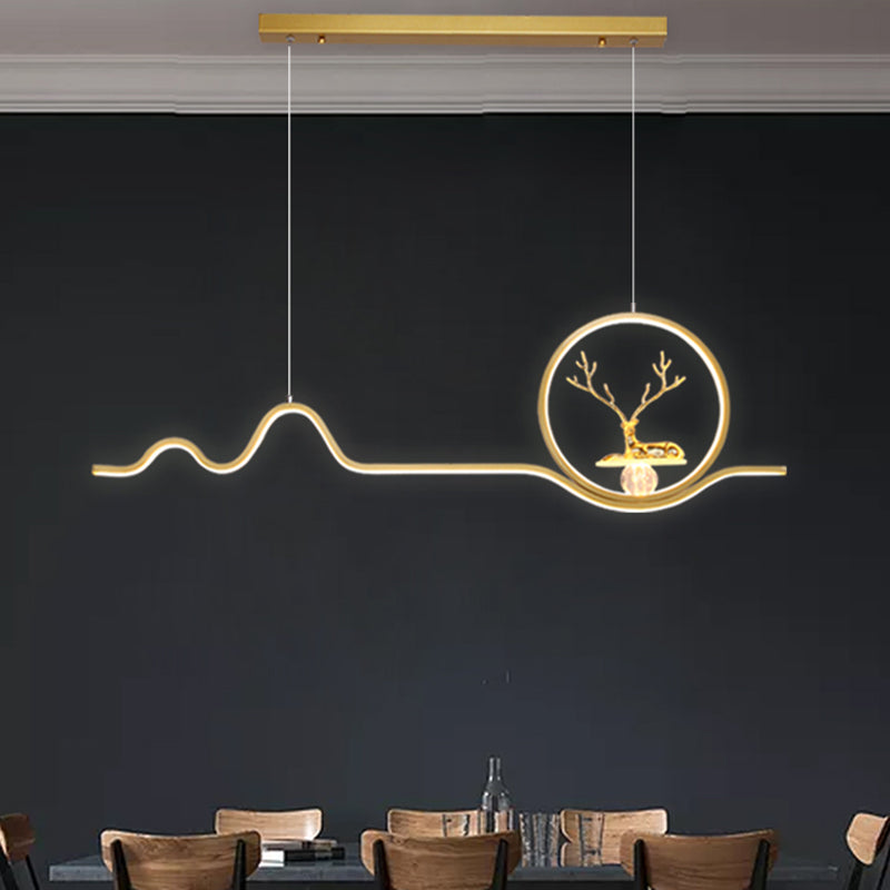 Luces de la isla de forma lineal Modern de metal de estilo de metal de 2 luces de iluminación de 2 luces