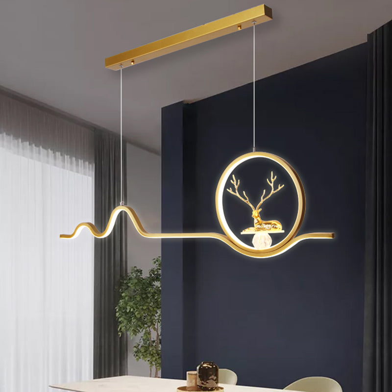 Luces de la isla de forma lineal Modern de metal de estilo de metal de 2 luces de iluminación de 2 luces