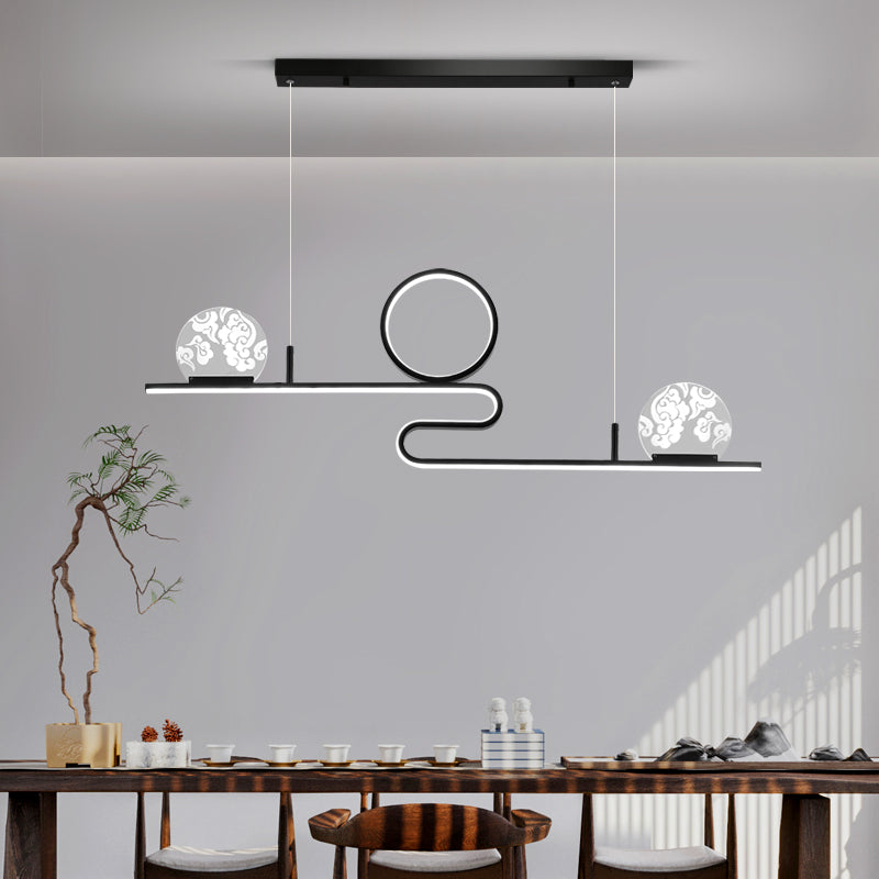 Luces de isla de forma lineal de estilo moderno metal de metal accesorios de iluminación colgante de 4 luces