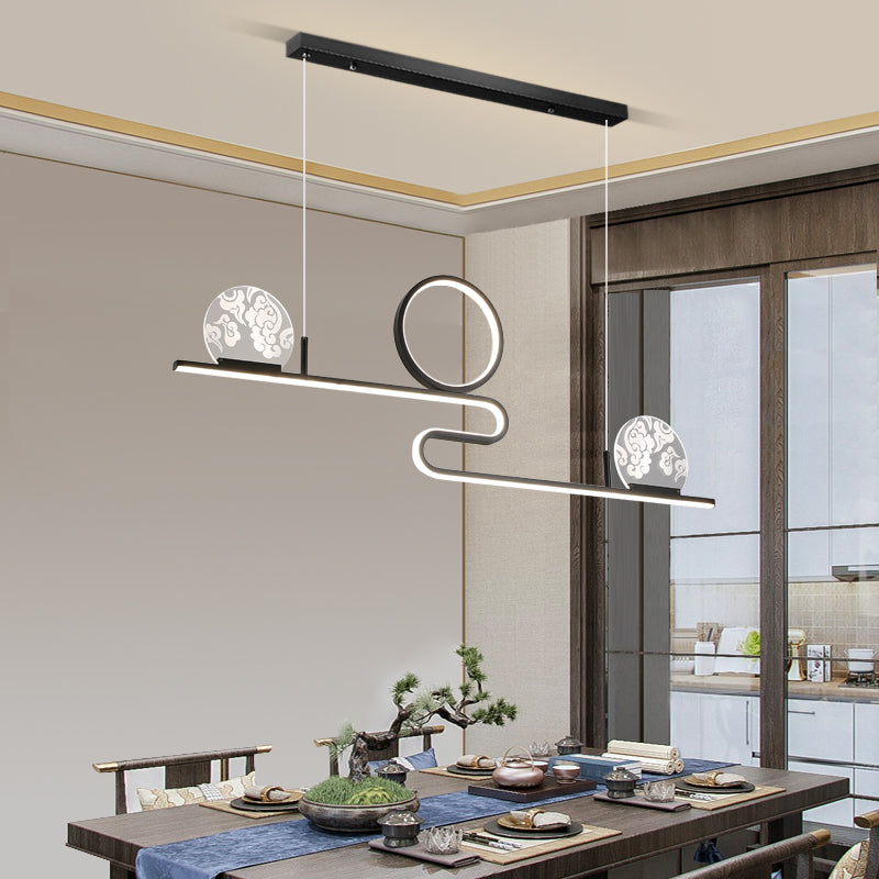 Luces de isla de forma lineal de estilo moderno metal de metal accesorios de iluminación colgante de 4 luces